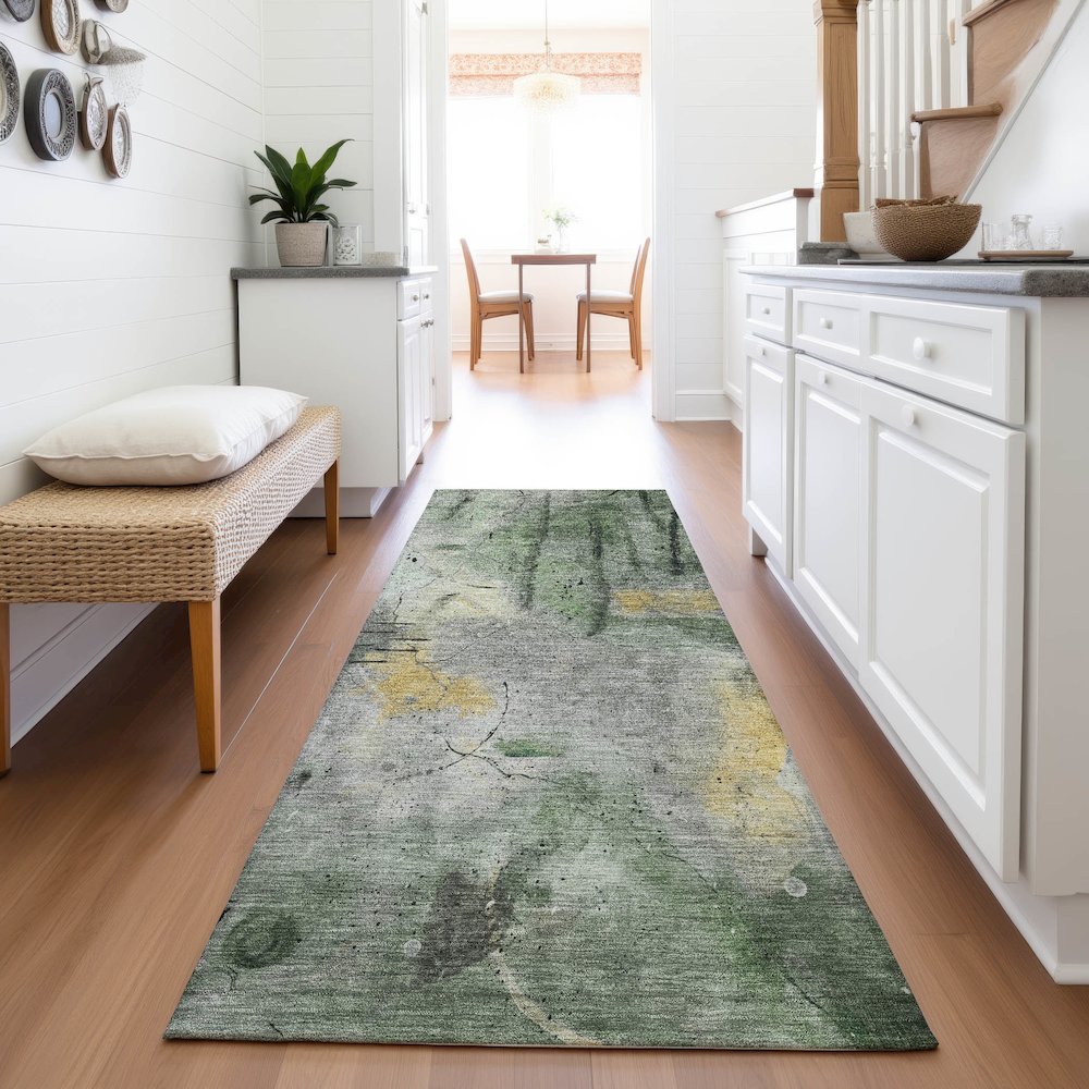 Machine Washable Indoor/Outdoor Chantille ACN2032 Pewter 2'3" x 7'6" Runner Rug. Picture 5