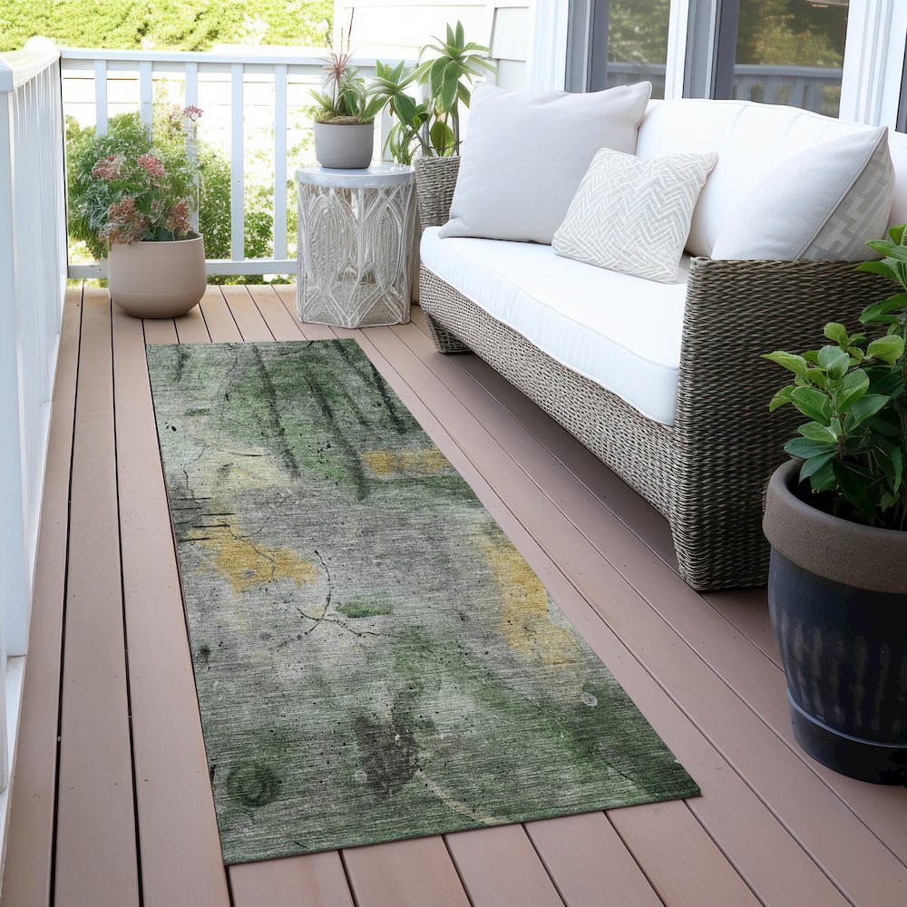 Machine Washable Indoor/Outdoor Chantille ACN2032 Pewter 2'3" x 7'6" Runner Rug. Picture 6