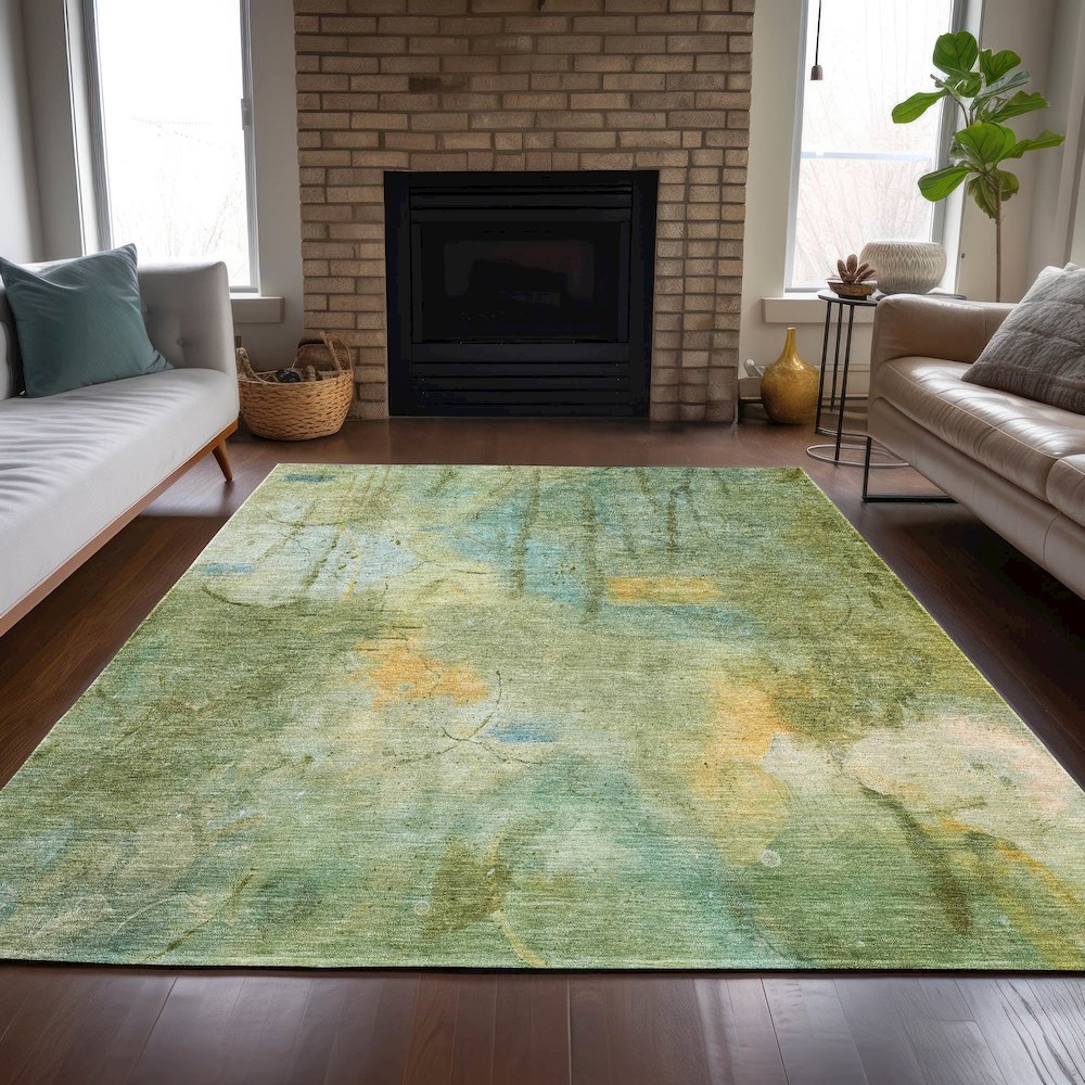 Machine Washable Indoor/Outdoor Chantille ACN2032 Sage 2'6" x 3'10" Rug. Picture 6