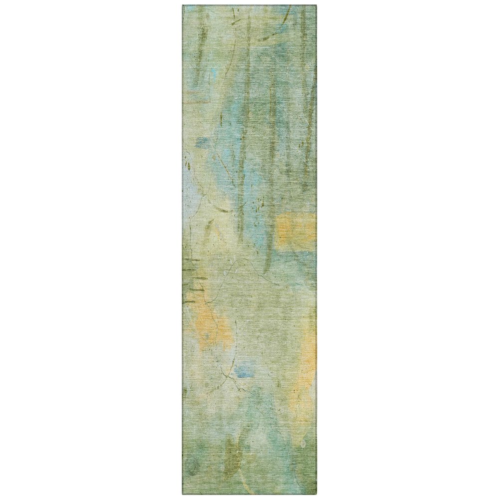 Machine Washable Indoor/Outdoor Chantille ACN2032 Sage 2'3" x 7'6" Runner Rug. Picture 1