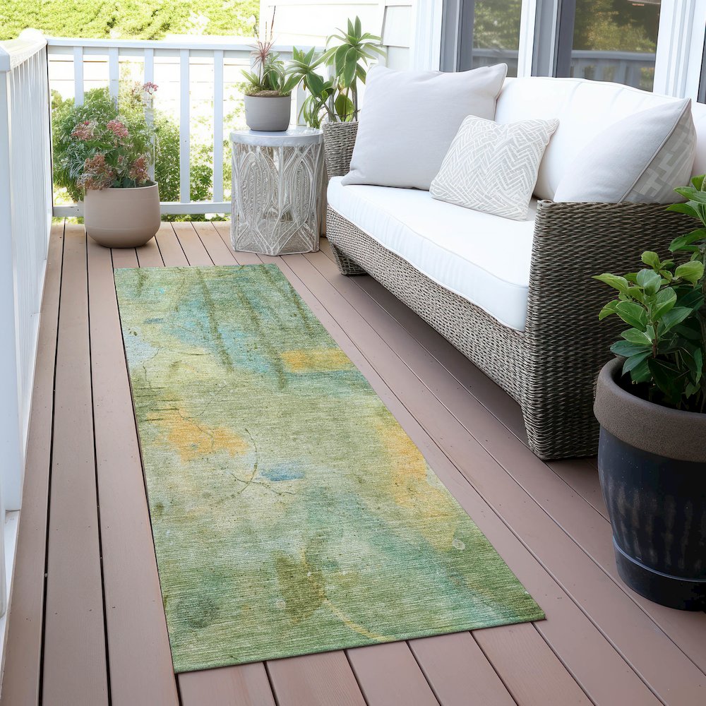 Machine Washable Indoor/Outdoor Chantille ACN2032 Sage 2'3" x 7'6" Runner Rug. Picture 6