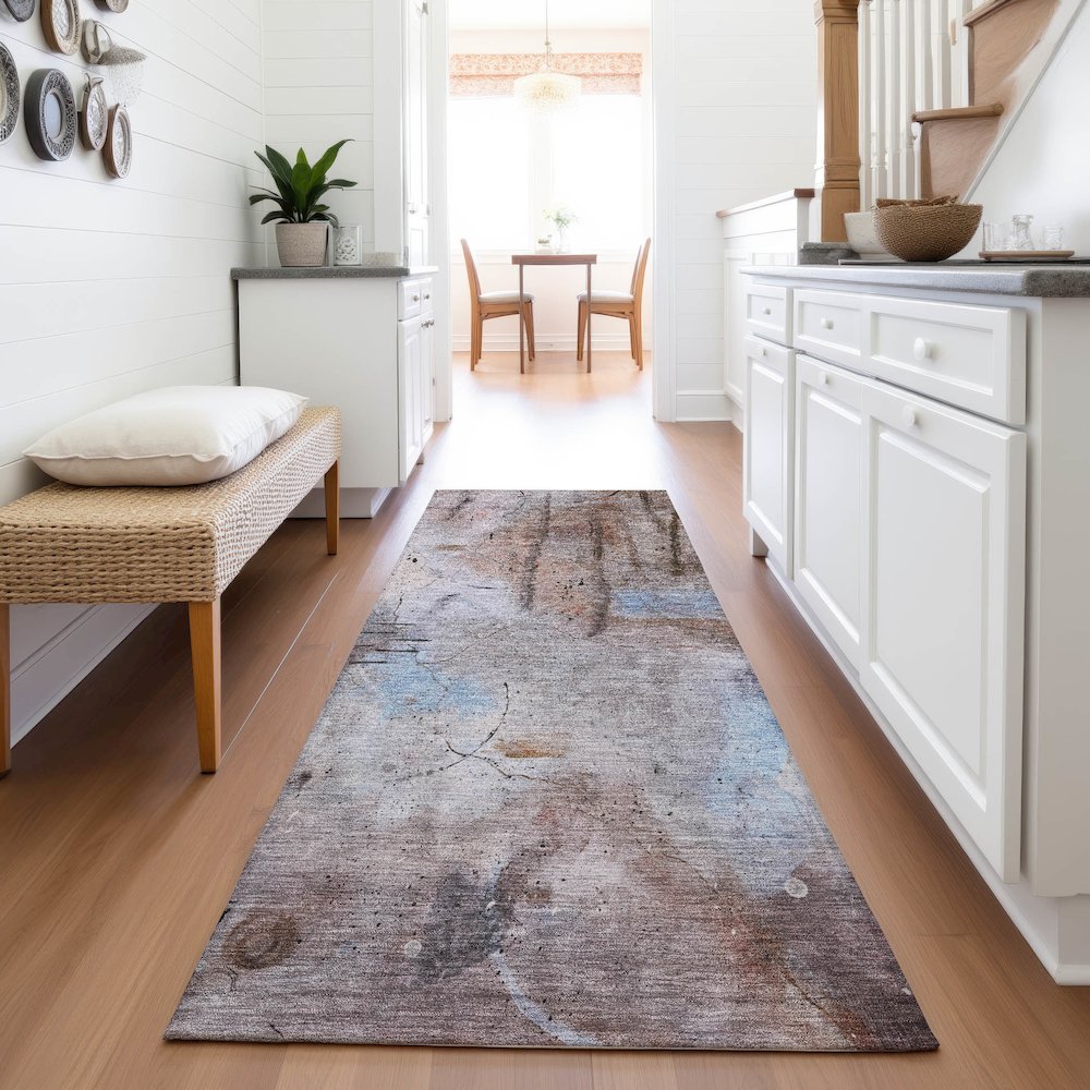 Machine Washable Indoor/Outdoor Chantille ACN2032 Taupe 2'3" x 7'6" Runner Rug. Picture 5