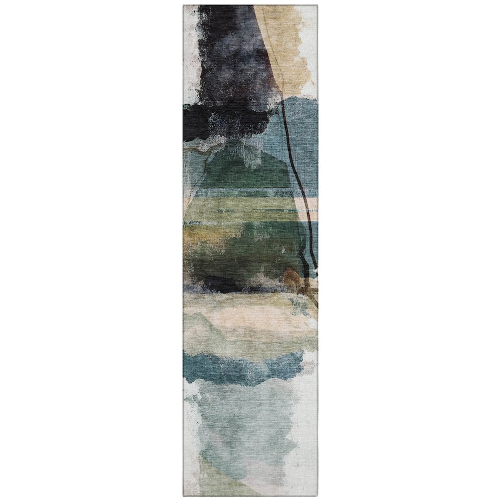Machine Washable Indoor/Outdoor Chantille ACN2033 Green 2'3" x 7'6" Runner Rug. Picture 1
