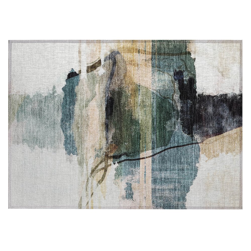 Machine Washable Indoor/Outdoor Chantille ACN2033 Green 1'8" x 2'6" Rug. Picture 1