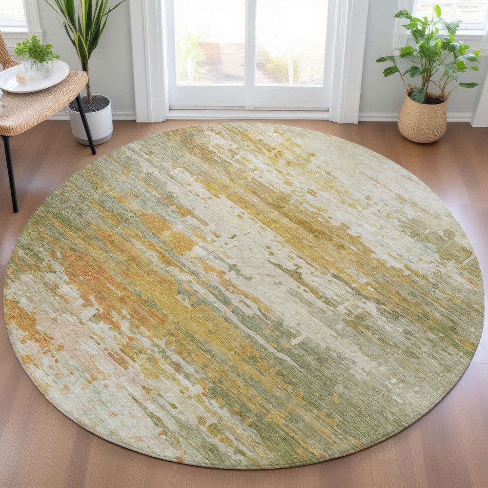Machine Washable Indoor/Outdoor Chantille ACN2034 Aloe 8' x 8' Round Rug. Picture 5