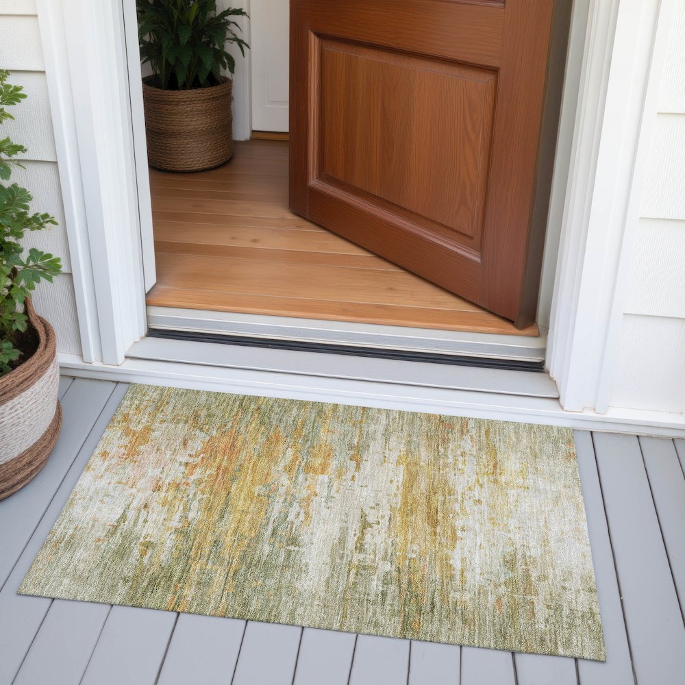 Machine Washable Indoor/Outdoor Chantille ACN2034 Aloe 1'8" x 2'6" Rug. Picture 6