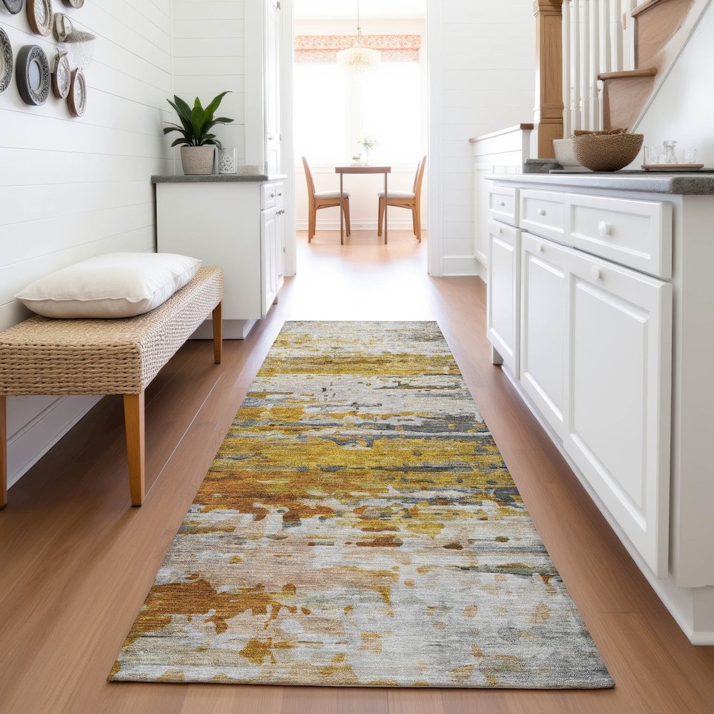 Machine Washable Indoor/Outdoor Chantille ACN2034 Copper 2'3" x 7'6" Runner Rug. Picture 5