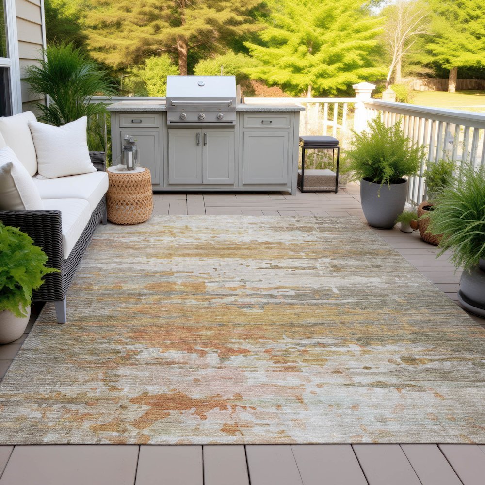 Machine Washable Indoor/Outdoor Chantille ACN2034 Khaki 2'6" x 3'10" Rug. Picture 7