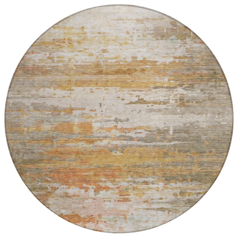 Machine Washable Indoor/Outdoor Chantille ACN2034 Khaki 8' x 8' Round Rug. Picture 1