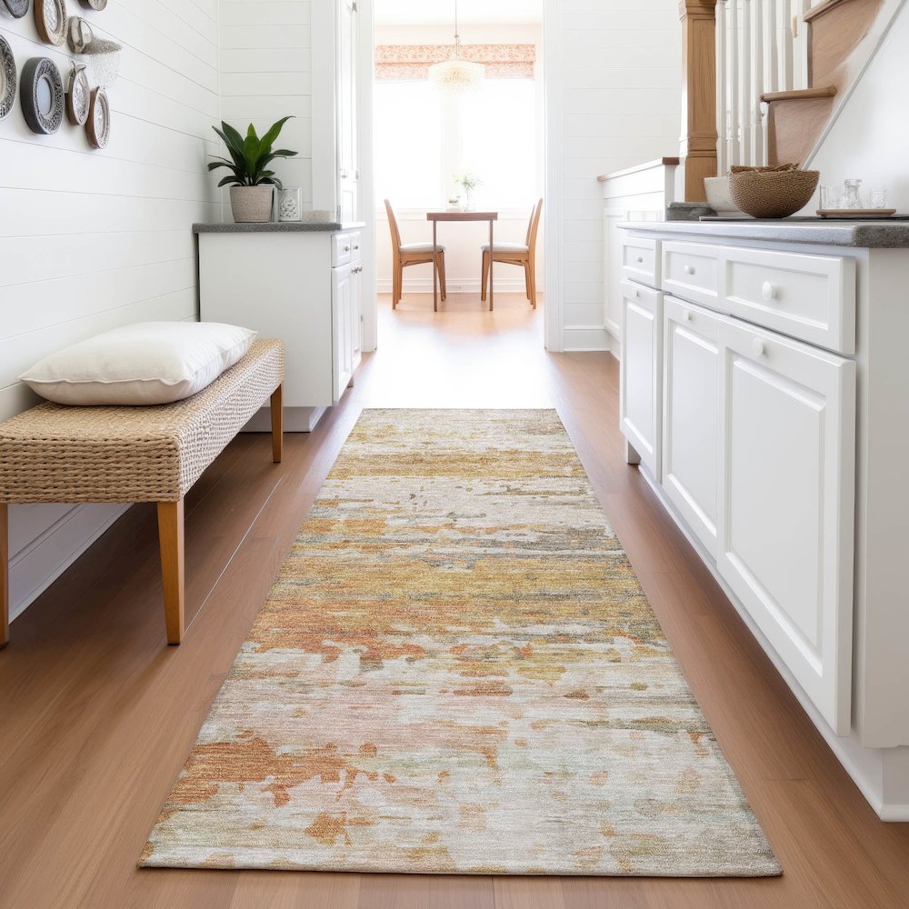Machine Washable Indoor/Outdoor Chantille ACN2034 Khaki 2'3" x 7'6" Runner Rug. Picture 5