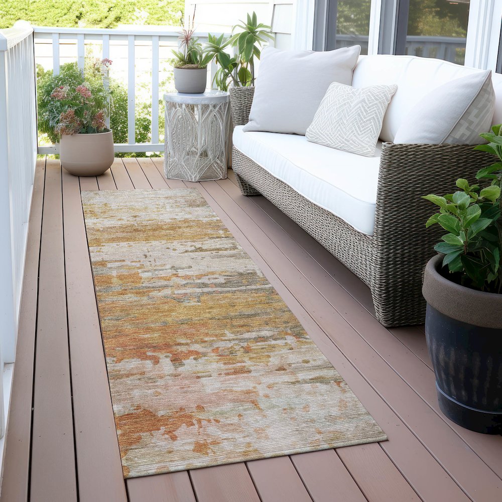 Machine Washable Indoor/Outdoor Chantille ACN2034 Khaki 2'3" x 7'6" Runner Rug. Picture 6