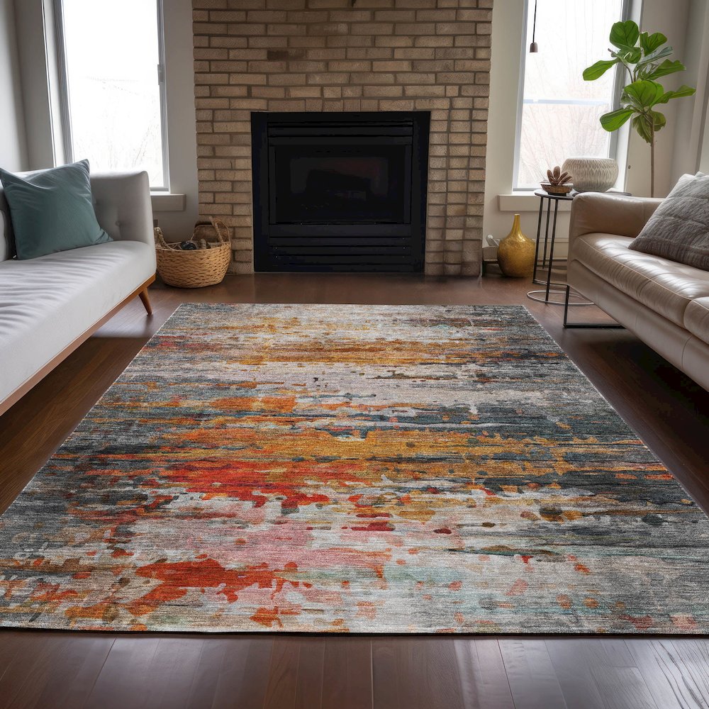Machine Washable Indoor/Outdoor Chantille ACN2034 Terracotta 2'6" x 3'10" Rug. Picture 6