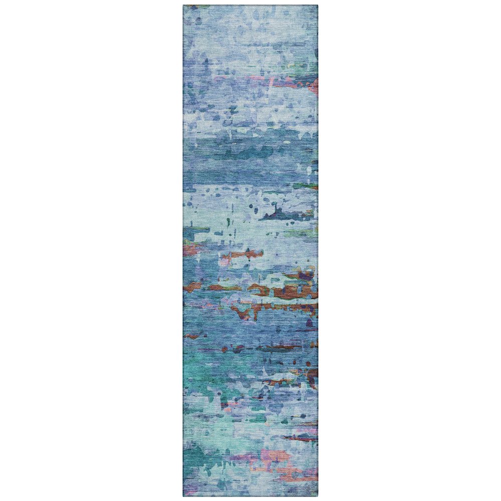 Machine Washable Indoor/Outdoor Chantille ACN2035 Blue 2'3" x 7'6" Runner Rug. Picture 1