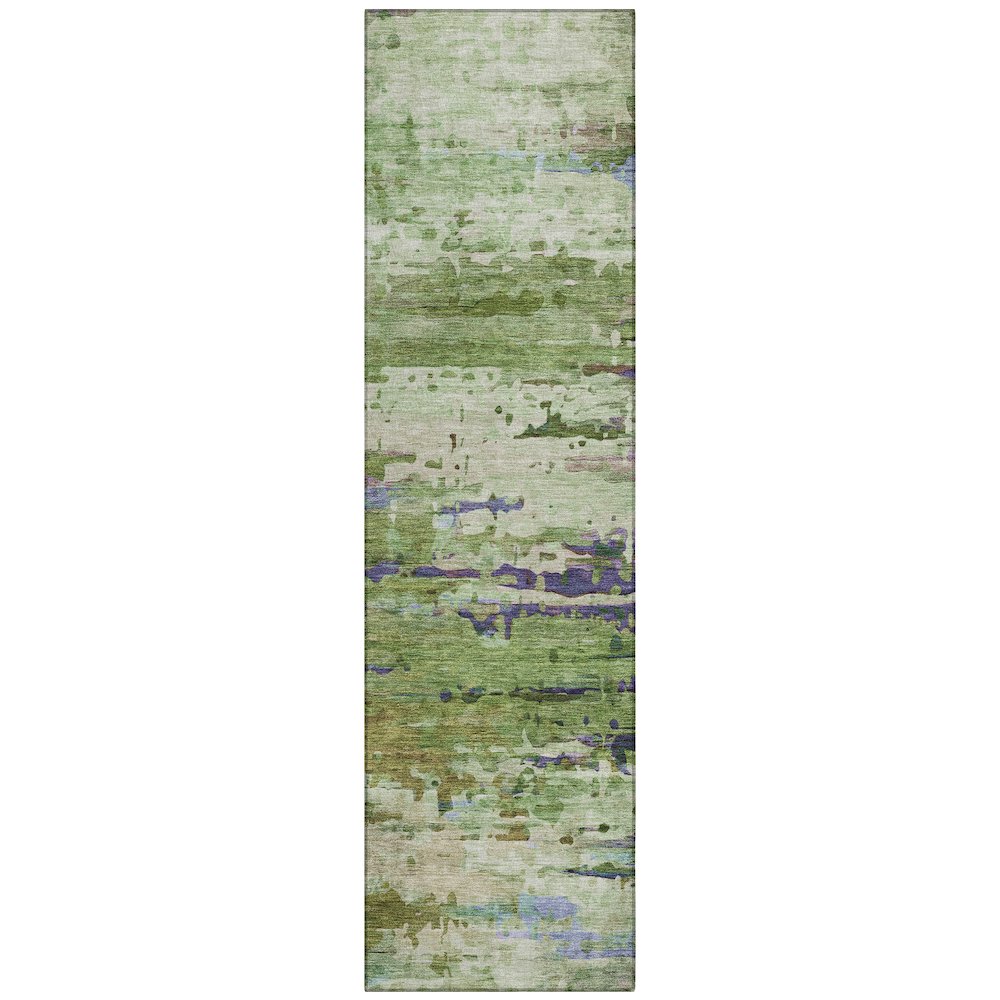Machine Washable Indoor/Outdoor Chantille ACN2035 Green 2'3" x 7'6" Runner Rug. Picture 1