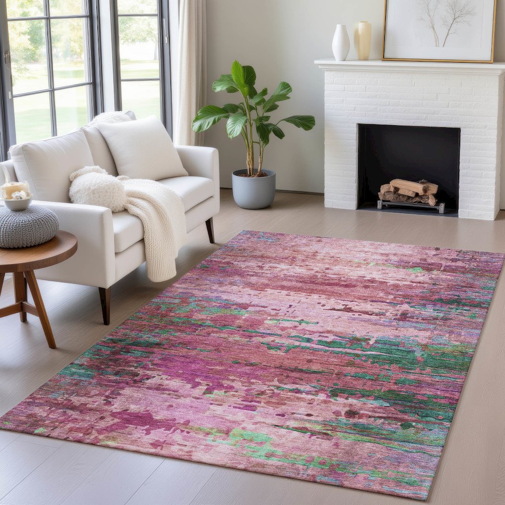 Machine Washable Indoor/Outdoor Chantille ACN2035 Pink 2'6" x 3'10" Rug. Picture 5