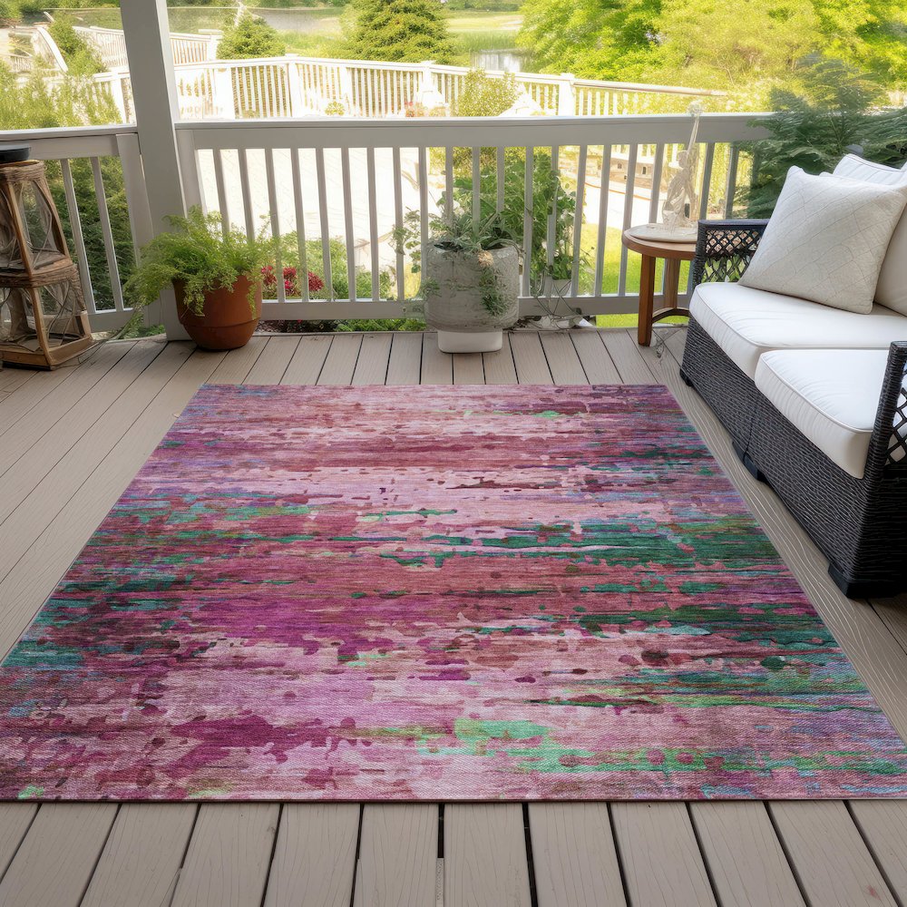 Machine Washable Indoor/Outdoor Chantille ACN2035 Pink 2'6" x 3'10" Rug. Picture 8