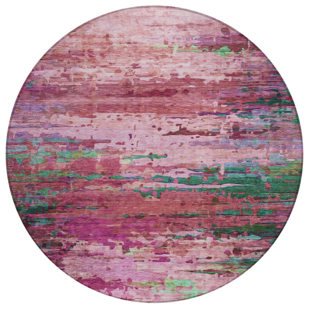 Machine Washable Indoor/Outdoor Chantille ACN2035 Pink 8' x 8' Round Rug. Picture 1