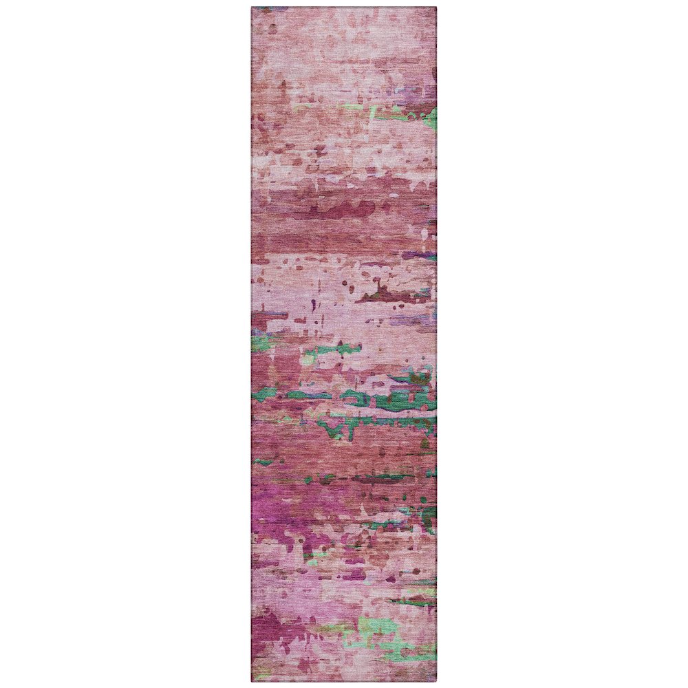 Machine Washable Indoor/Outdoor Chantille ACN2035 Pink 2'3" x 7'6" Runner Rug. Picture 1