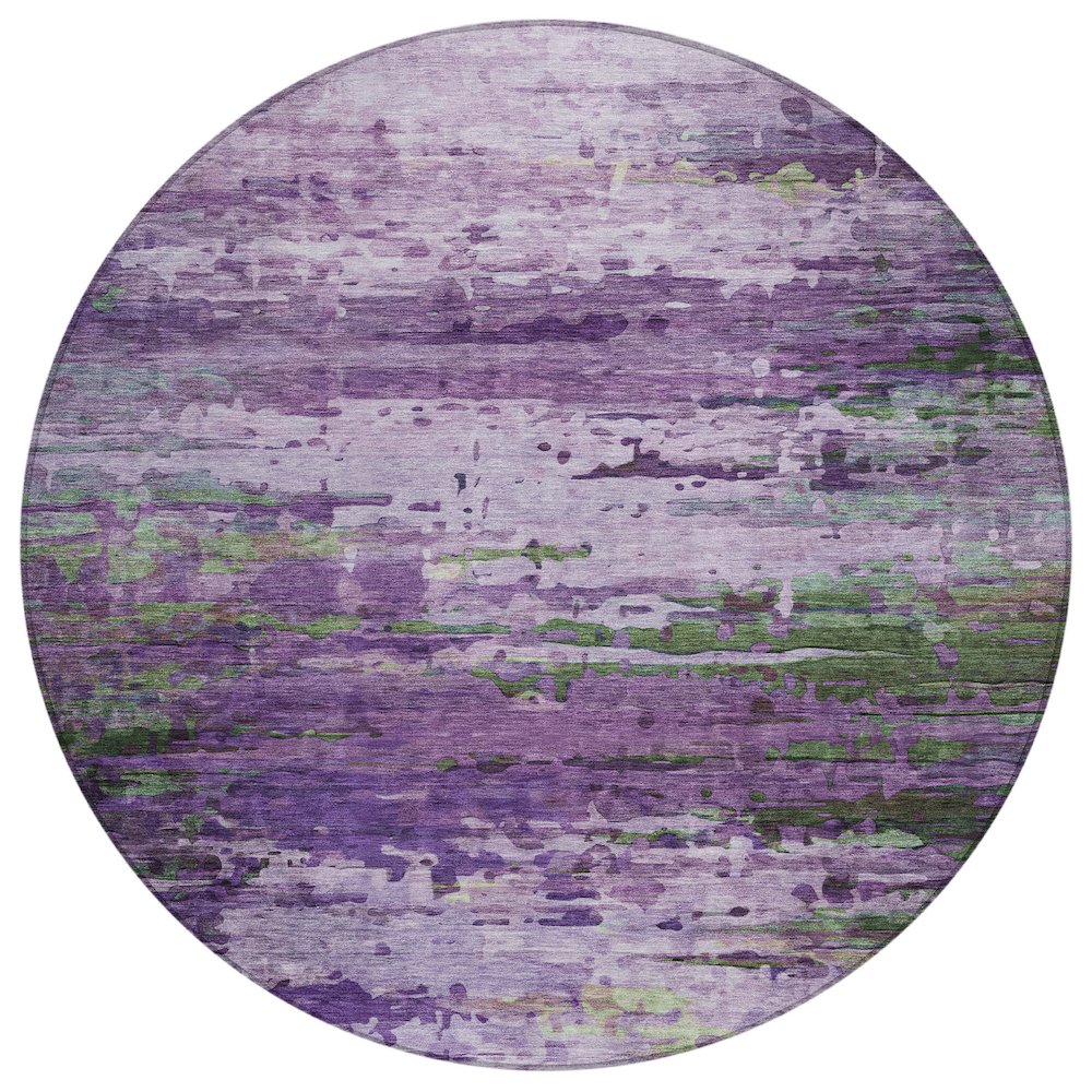Machine Washable Indoor/Outdoor Chantille ACN2035 Purple 8' x 8' Round Rug. Picture 1