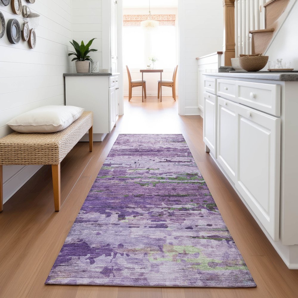 Machine Washable Indoor/Outdoor Chantille ACN2035 Purple 2'3" x 7'6" Runner Rug. Picture 5