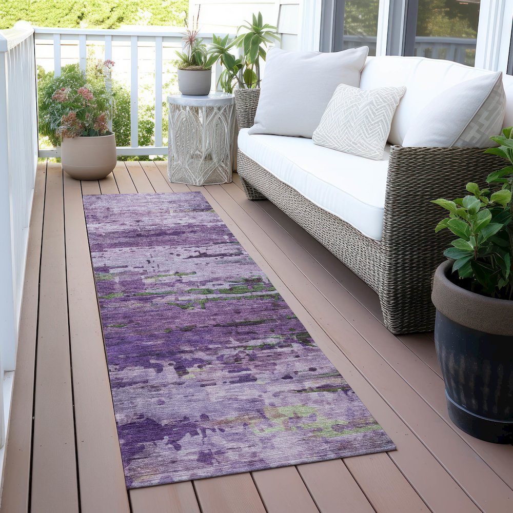 Machine Washable Indoor/Outdoor Chantille ACN2035 Purple 2'3" x 7'6" Runner Rug. Picture 6