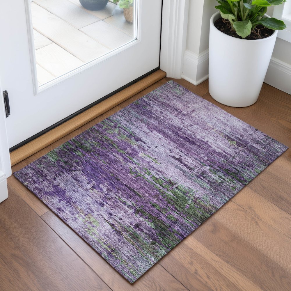 Machine Washable Indoor/Outdoor Chantille ACN2035 Purple 1'8" x 2'6" Rug. Picture 5