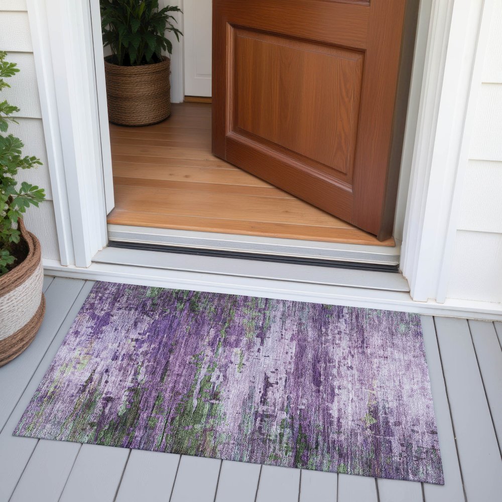 Machine Washable Indoor/Outdoor Chantille ACN2035 Purple 1'8" x 2'6" Rug. Picture 6