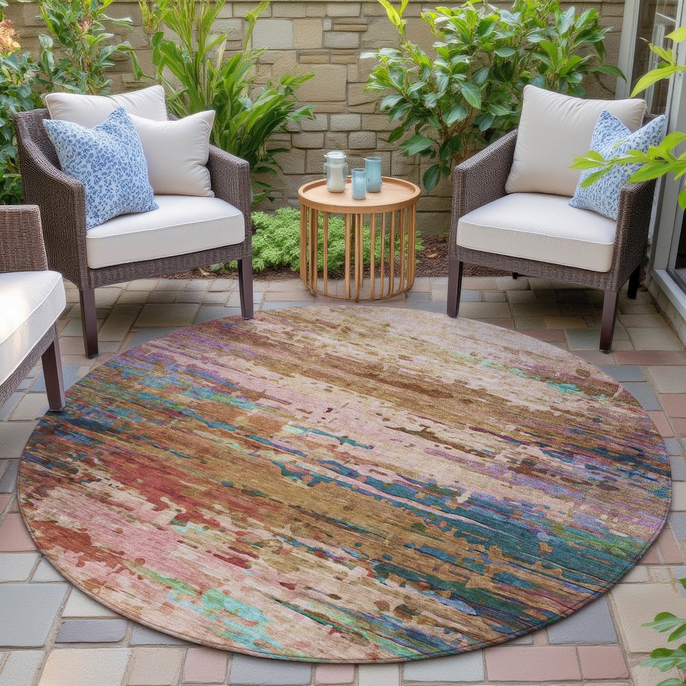 Machine Washable Indoor/Outdoor Chantille ACN2035 Sage 8' x 8' Round Rug. Picture 6