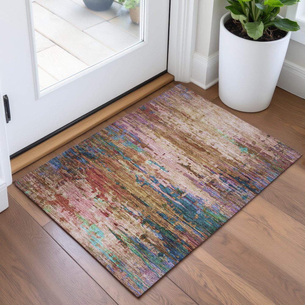 Machine Washable Indoor/Outdoor Chantille ACN2035 Sage 1'8" x 2'6" Rug. Picture 5
