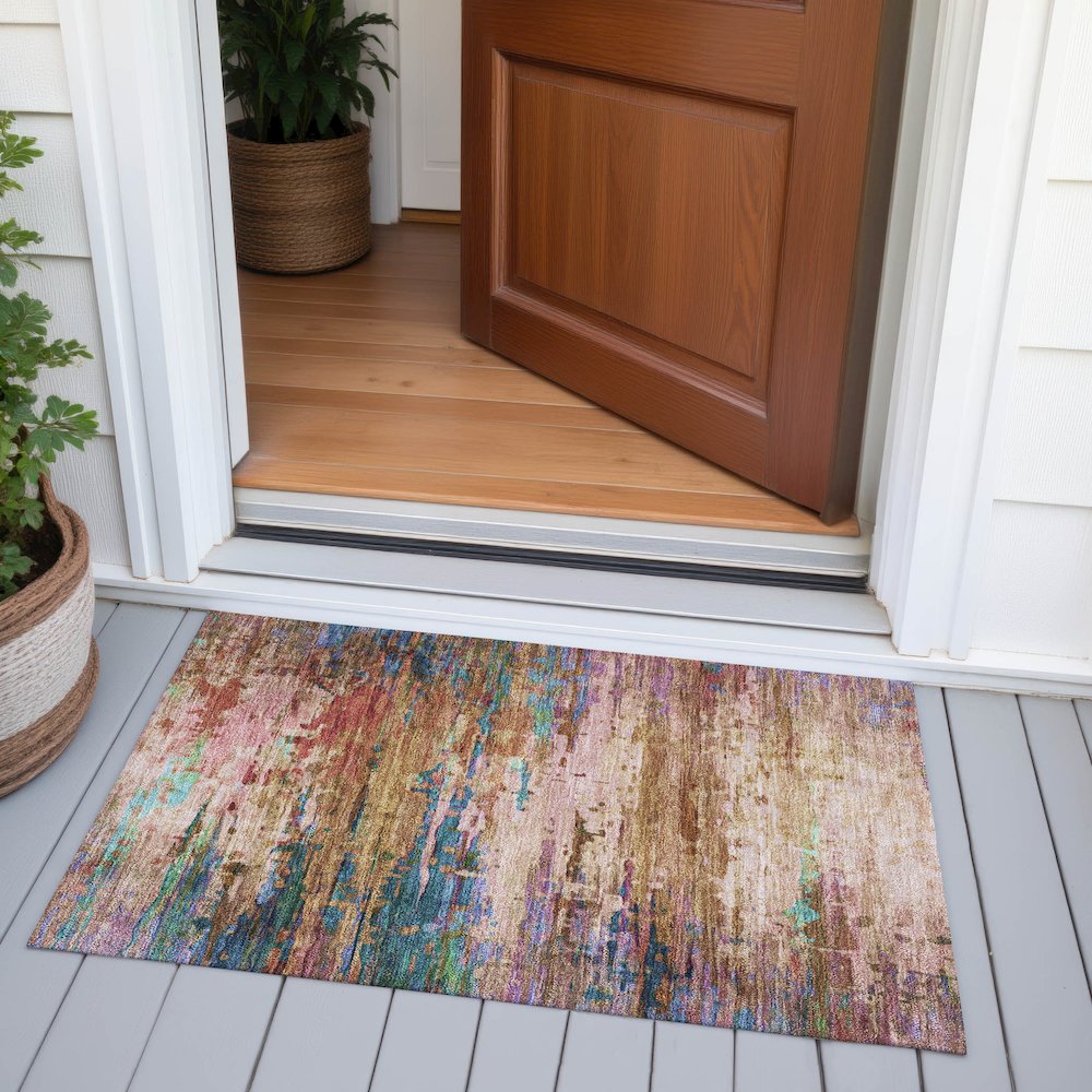 Machine Washable Indoor/Outdoor Chantille ACN2035 Sage 1'8" x 2'6" Rug. Picture 6