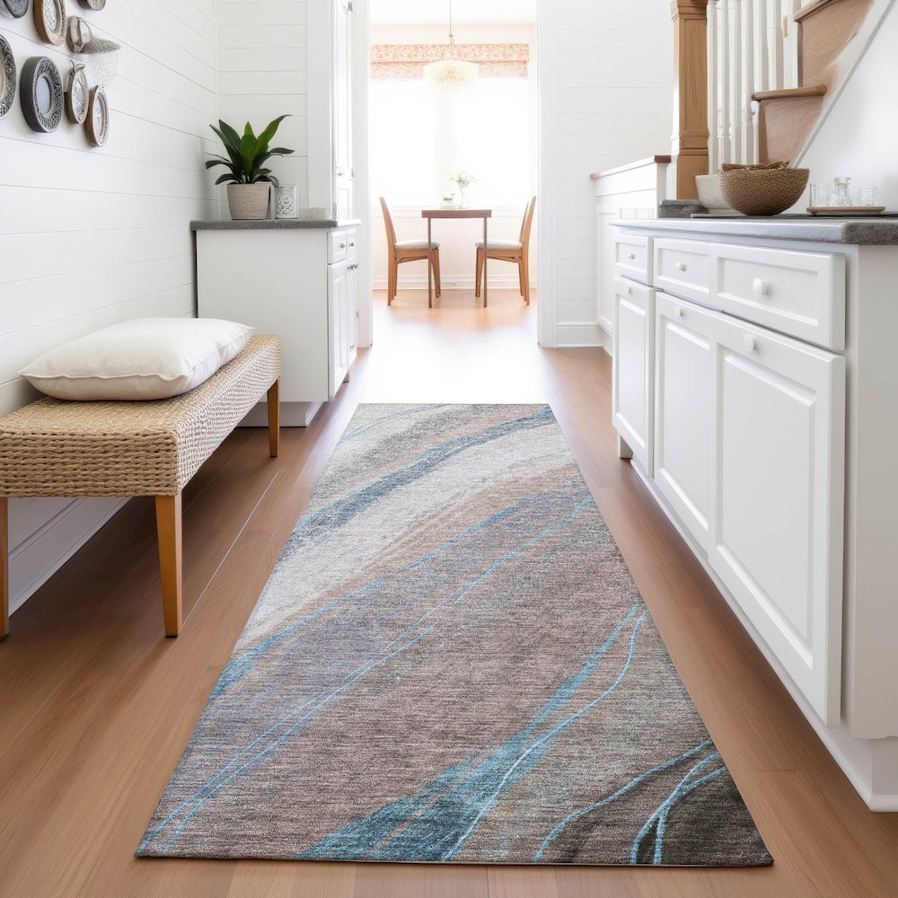 Machine Washable Indoor/Outdoor Chantille ACN2036 Brown 2'3" x 7'6" Runner Rug. Picture 5