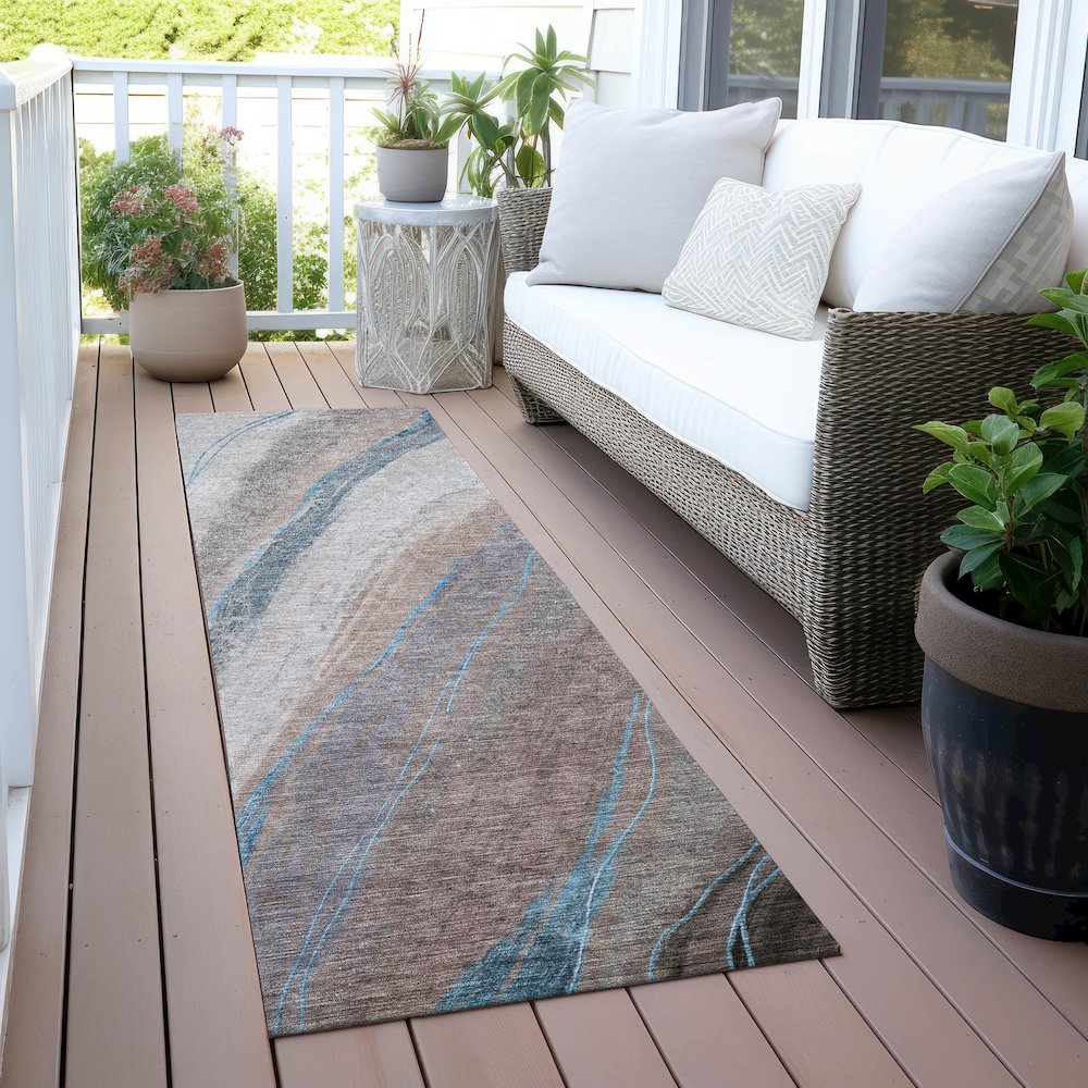 Machine Washable Indoor/Outdoor Chantille ACN2036 Brown 2'3" x 7'6" Runner Rug. Picture 6