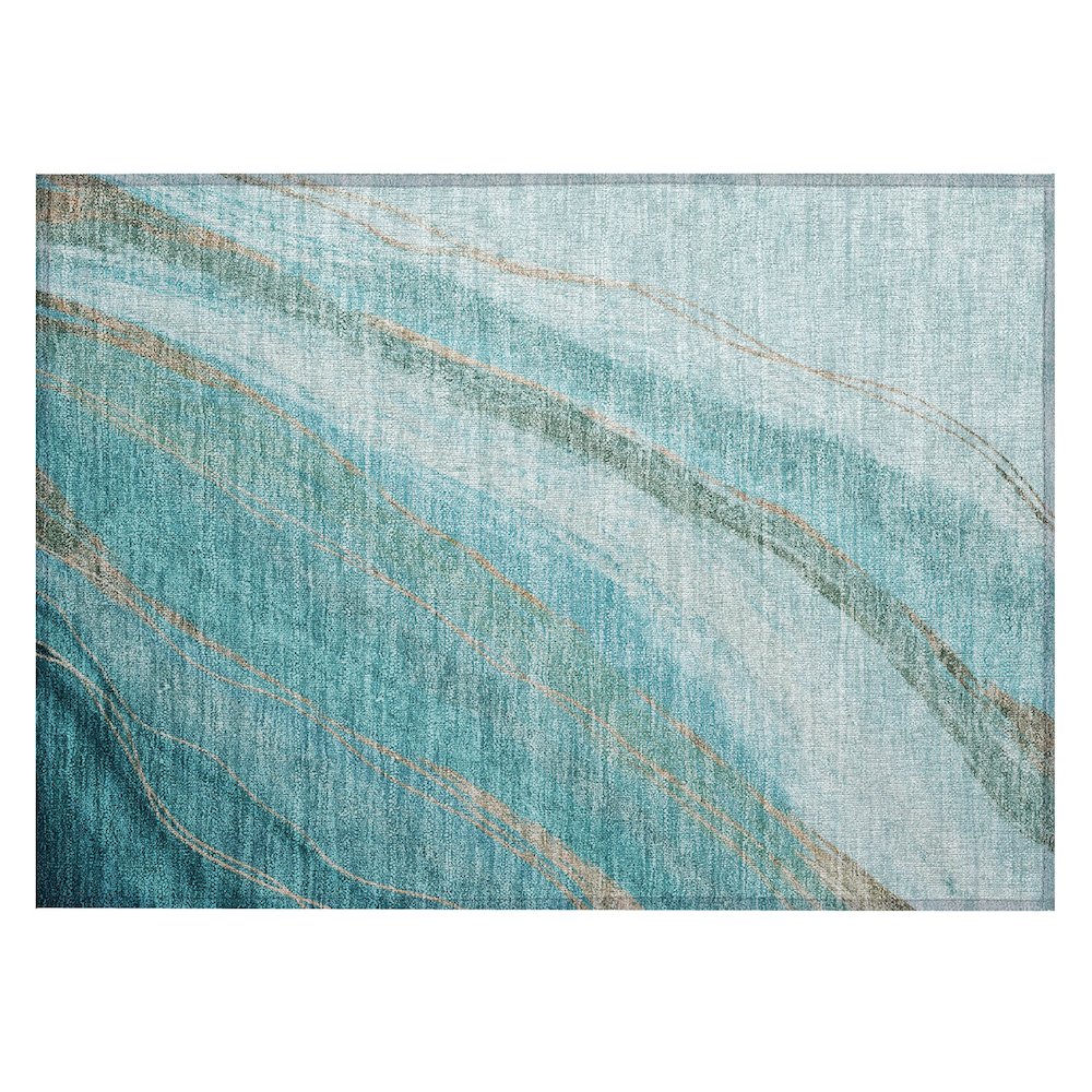 Machine Washable Indoor/Outdoor Chantille ACN2036 Turquoise 1'8" x 2'6" Rug. Picture 1