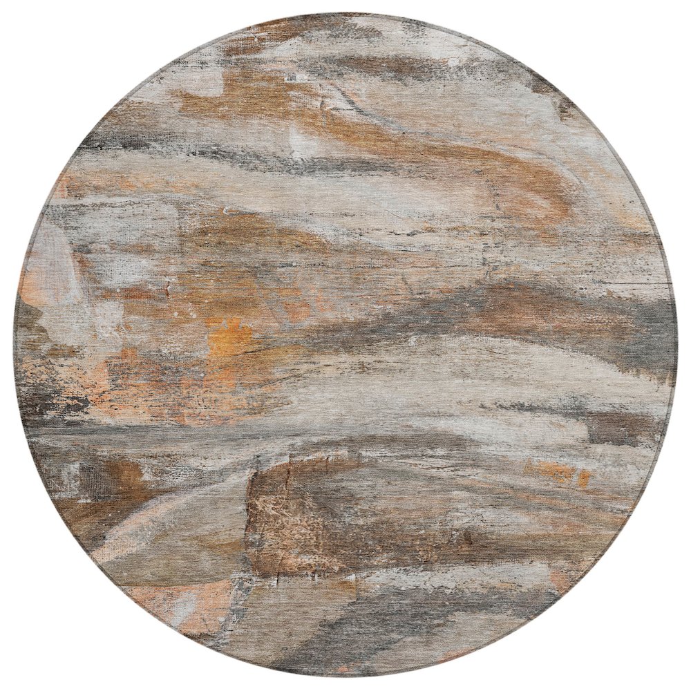 Machine Washable Indoor/Outdoor Chantille ACN2039 Brown 8' x 8' Round Rug. Picture 1
