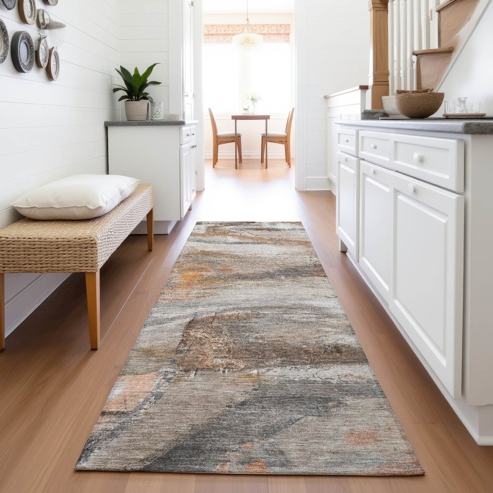 Machine Washable Indoor/Outdoor Chantille ACN2039 Brown 2'3" x 7'6" Runner Rug. Picture 5