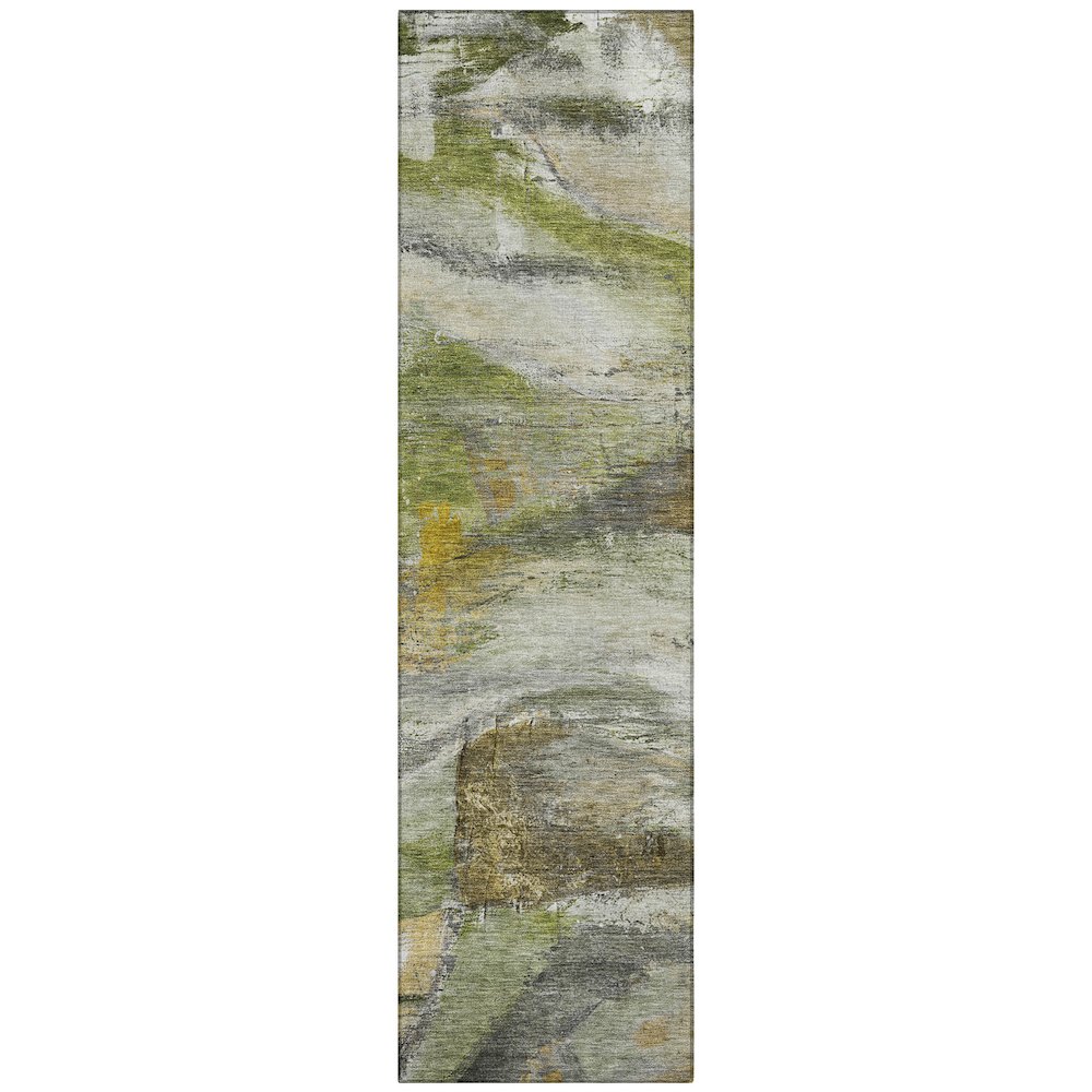 Machine Washable Indoor/Outdoor Chantille ACN2039 Olive 2'3" x 7'6" Runner Rug. Picture 1