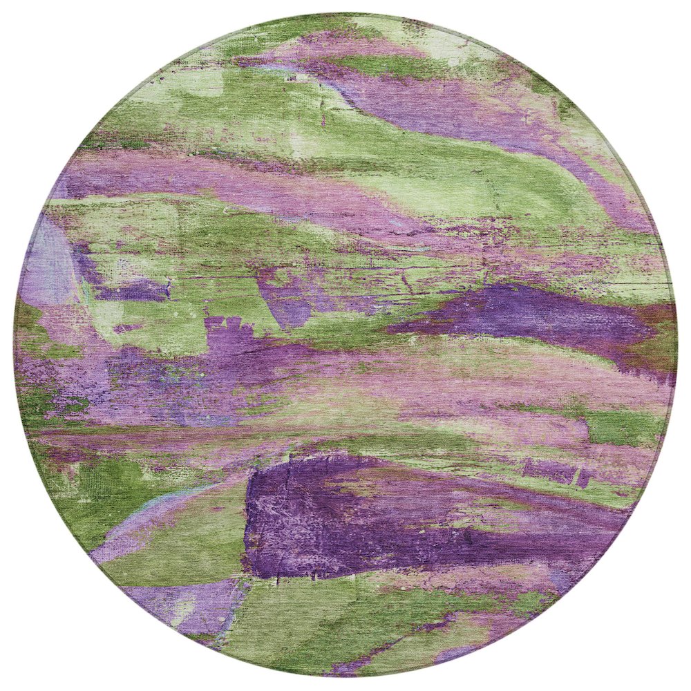 Machine Washable Indoor/Outdoor Chantille ACN2040 Purple 8' x 8' Round Rug. Picture 1