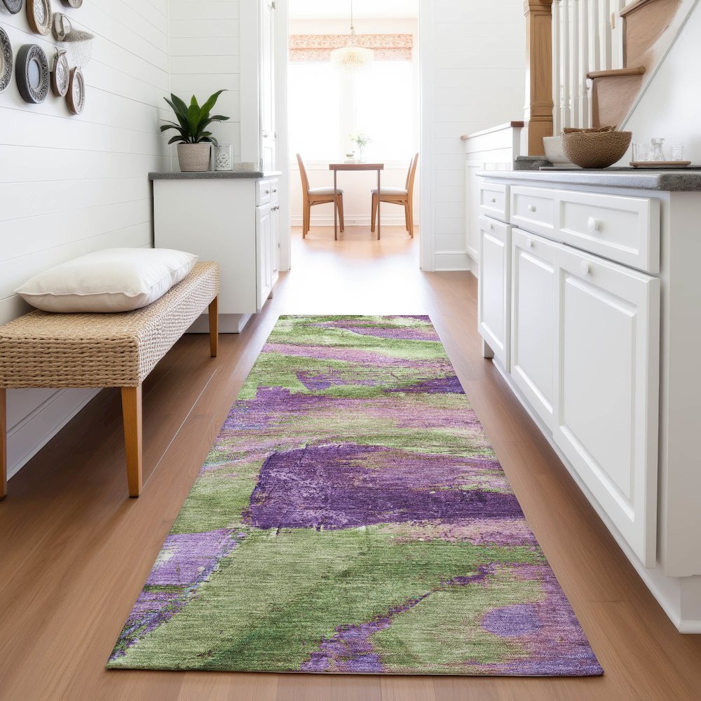 Machine Washable Indoor/Outdoor Chantille ACN2040 Purple 2'3" x 7'6" Runner Rug. Picture 5