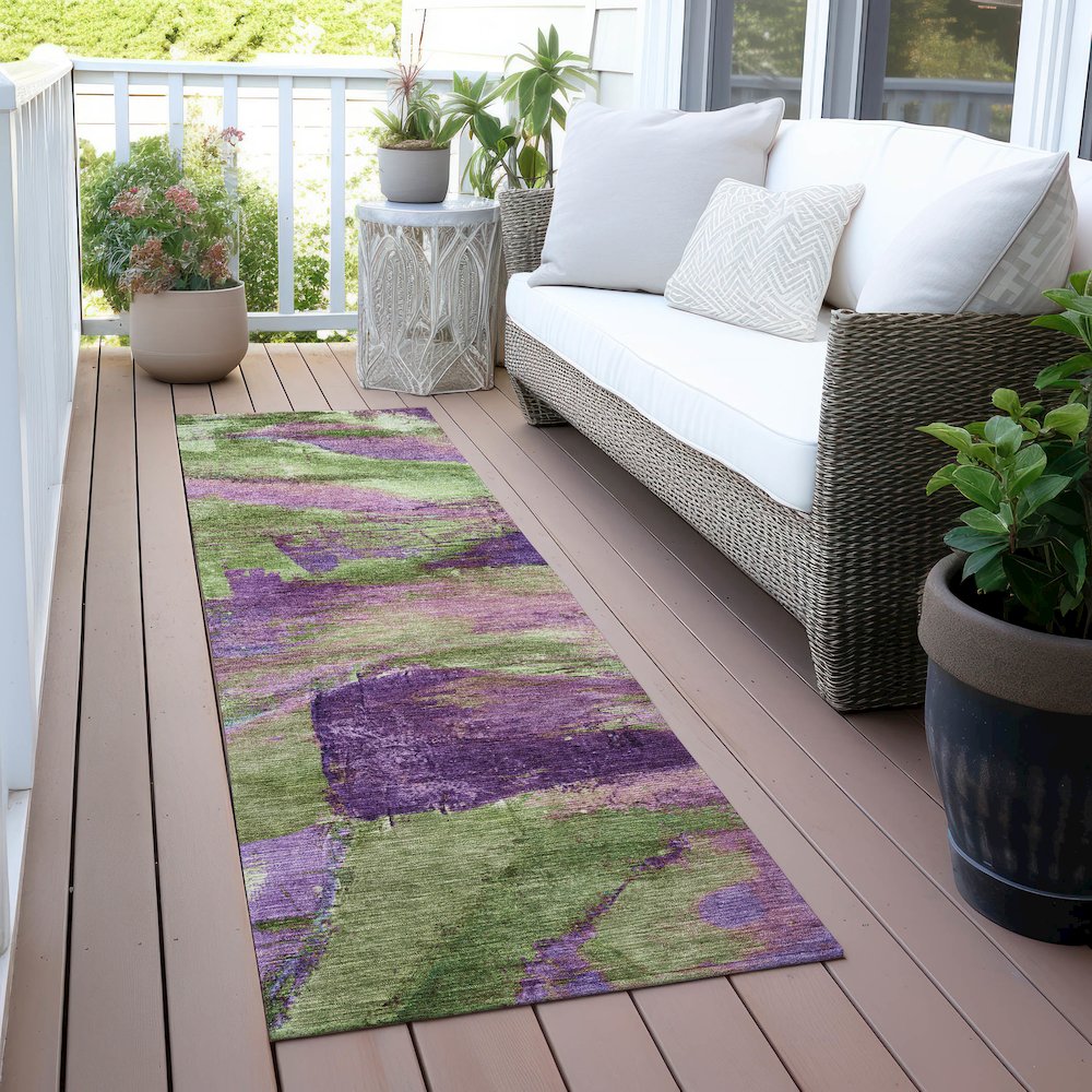 Machine Washable Indoor/Outdoor Chantille ACN2040 Purple 2'3" x 7'6" Runner Rug. Picture 6