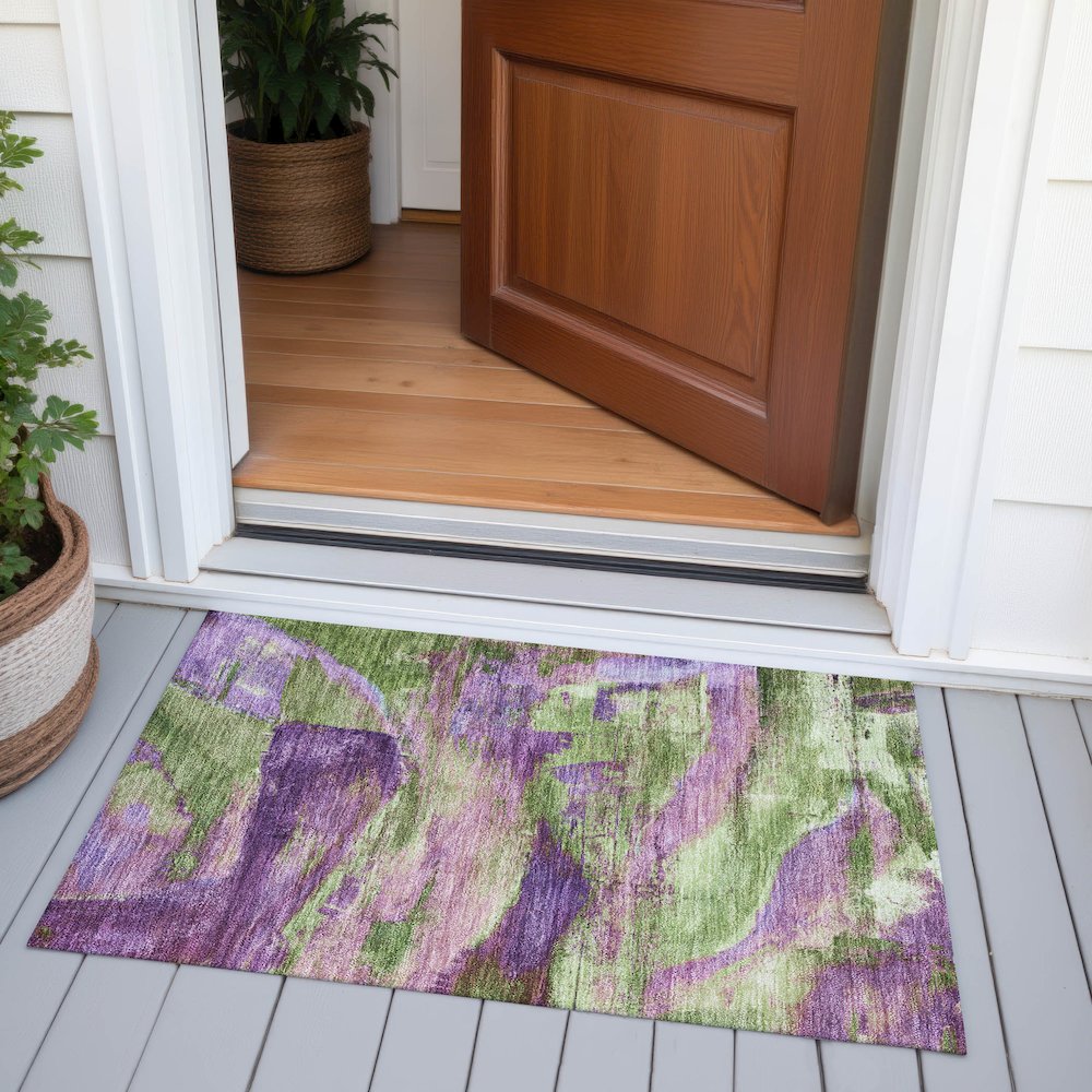 Machine Washable Indoor/Outdoor Chantille ACN2040 Purple 1'8" x 2'6" Rug. Picture 6