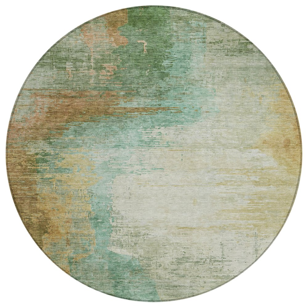 Machine Washable Indoor/Outdoor Chantille ACN2041 Aloe 8' x 8' Round Rug. Picture 1