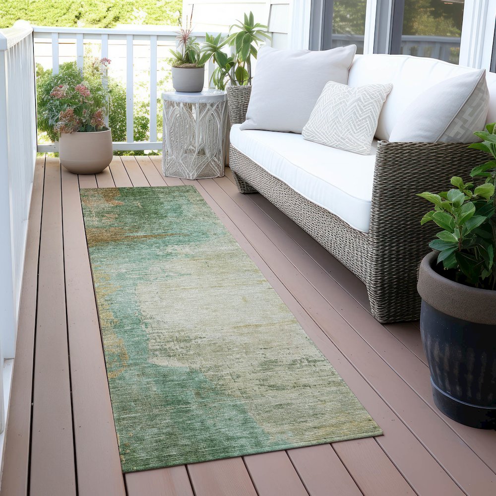 Machine Washable Indoor/Outdoor Chantille ACN2041 Aloe 2'3" x 7'6" Runner Rug. Picture 6