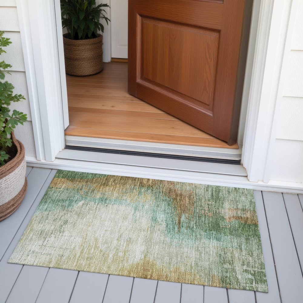 Machine Washable Indoor/Outdoor Chantille ACN2041 Aloe 1'8" x 2'6" Rug. Picture 6