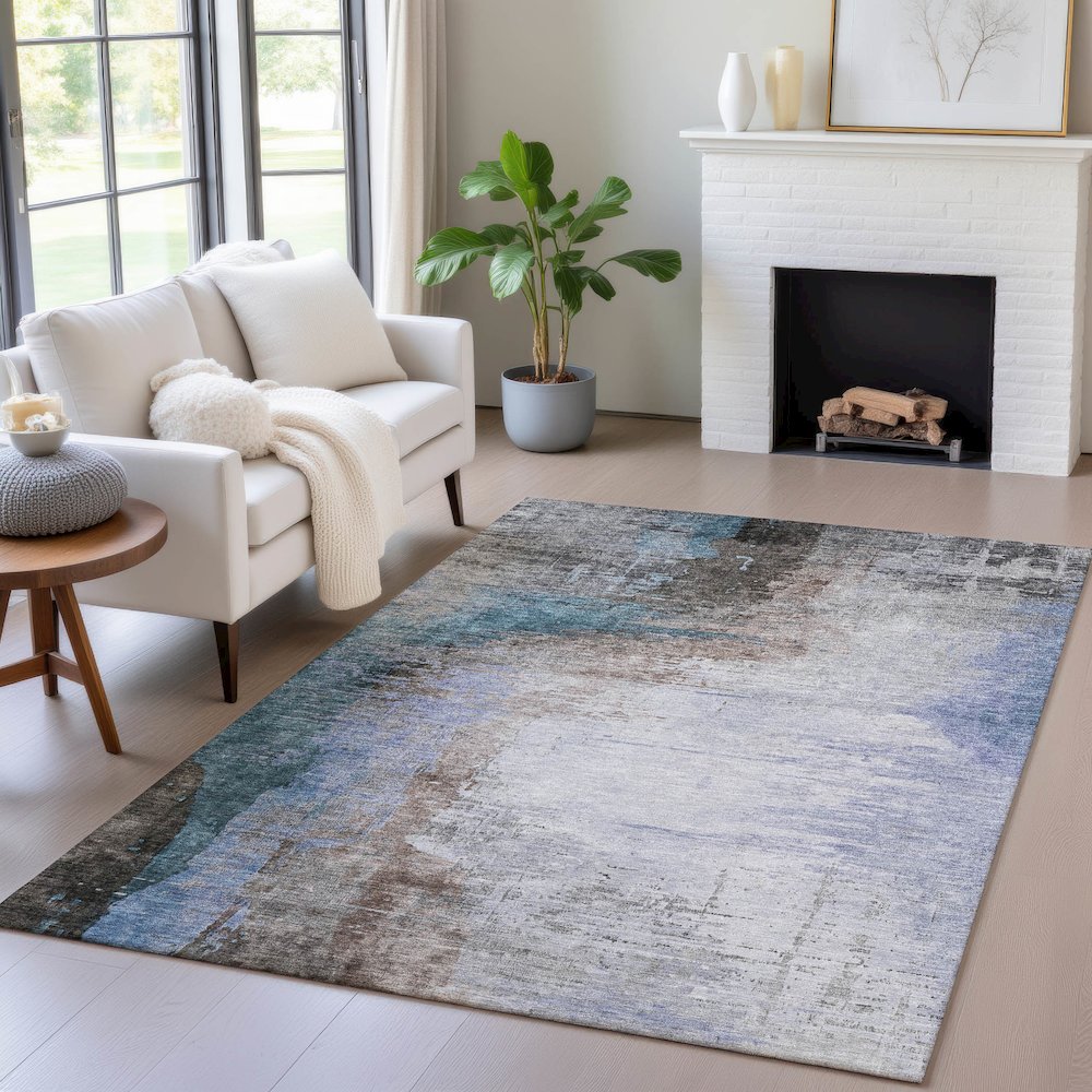 Machine Washable Indoor/Outdoor Chantille ACN2041 Brown 2'6" x 3'10" Rug. Picture 5