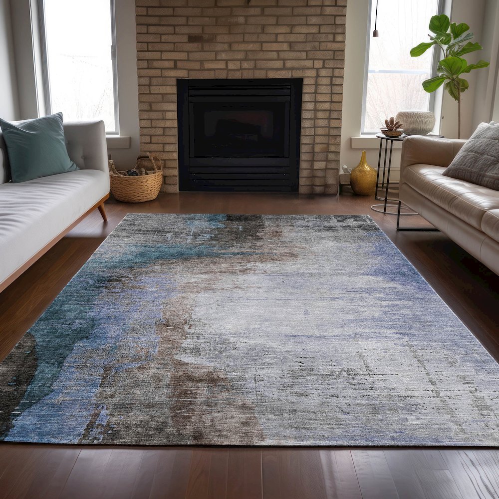 Machine Washable Indoor/Outdoor Chantille ACN2041 Brown 2'6" x 3'10" Rug. Picture 6