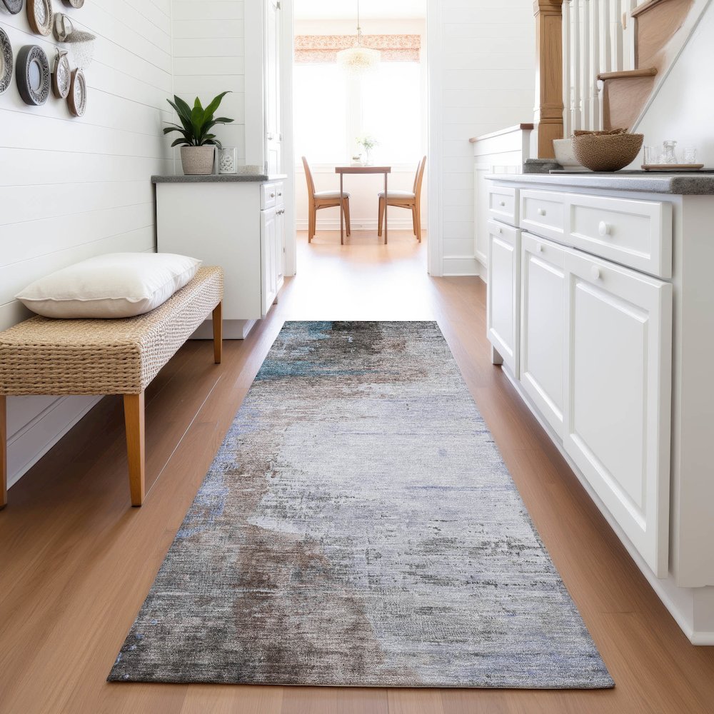 Machine Washable Indoor/Outdoor Chantille ACN2041 Brown 2'3" x 7'6" Runner Rug. Picture 5