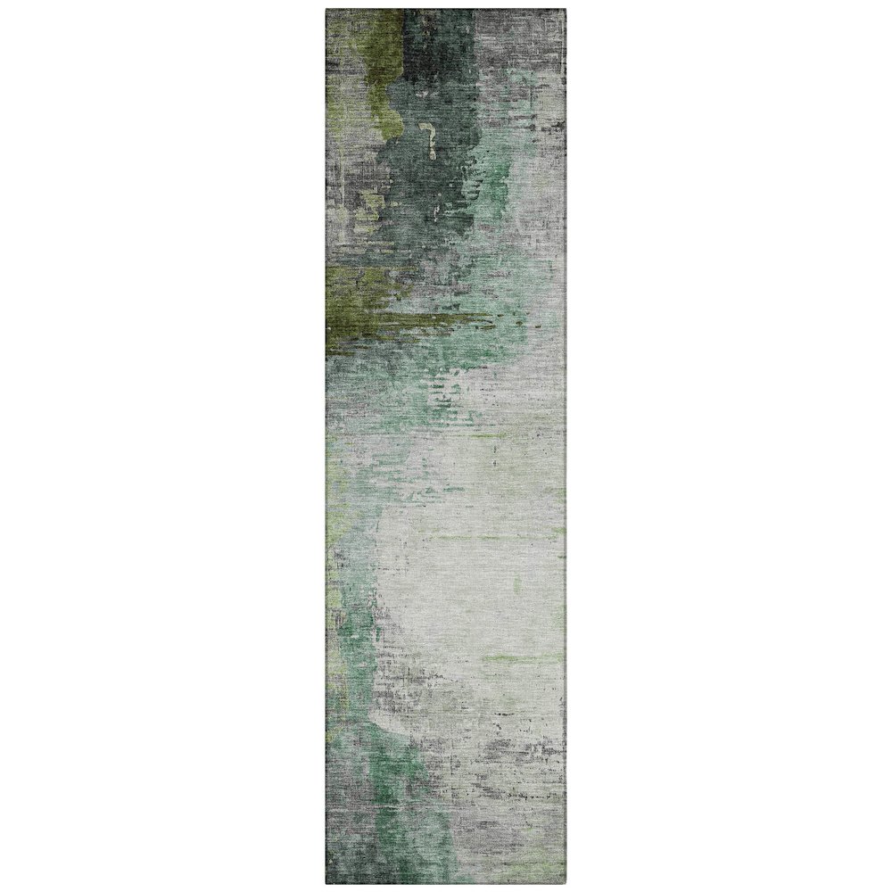 Machine Washable Indoor/Outdoor Chantille ACN2041 Green 2'3" x 7'6" Runner Rug. Picture 1