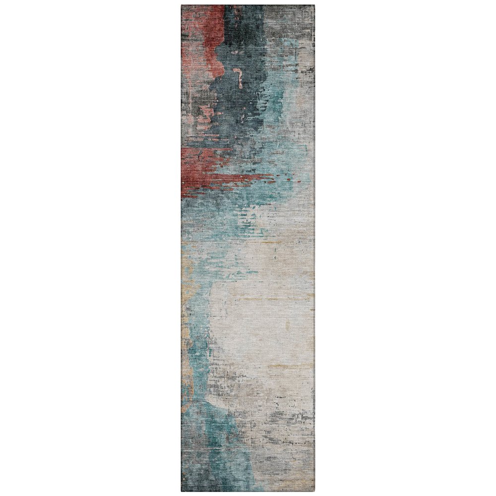 Machine Washable Indoor/Outdoor Chantille ACN2041 Teal 2'3" x 7'6" Runner Rug. Picture 1