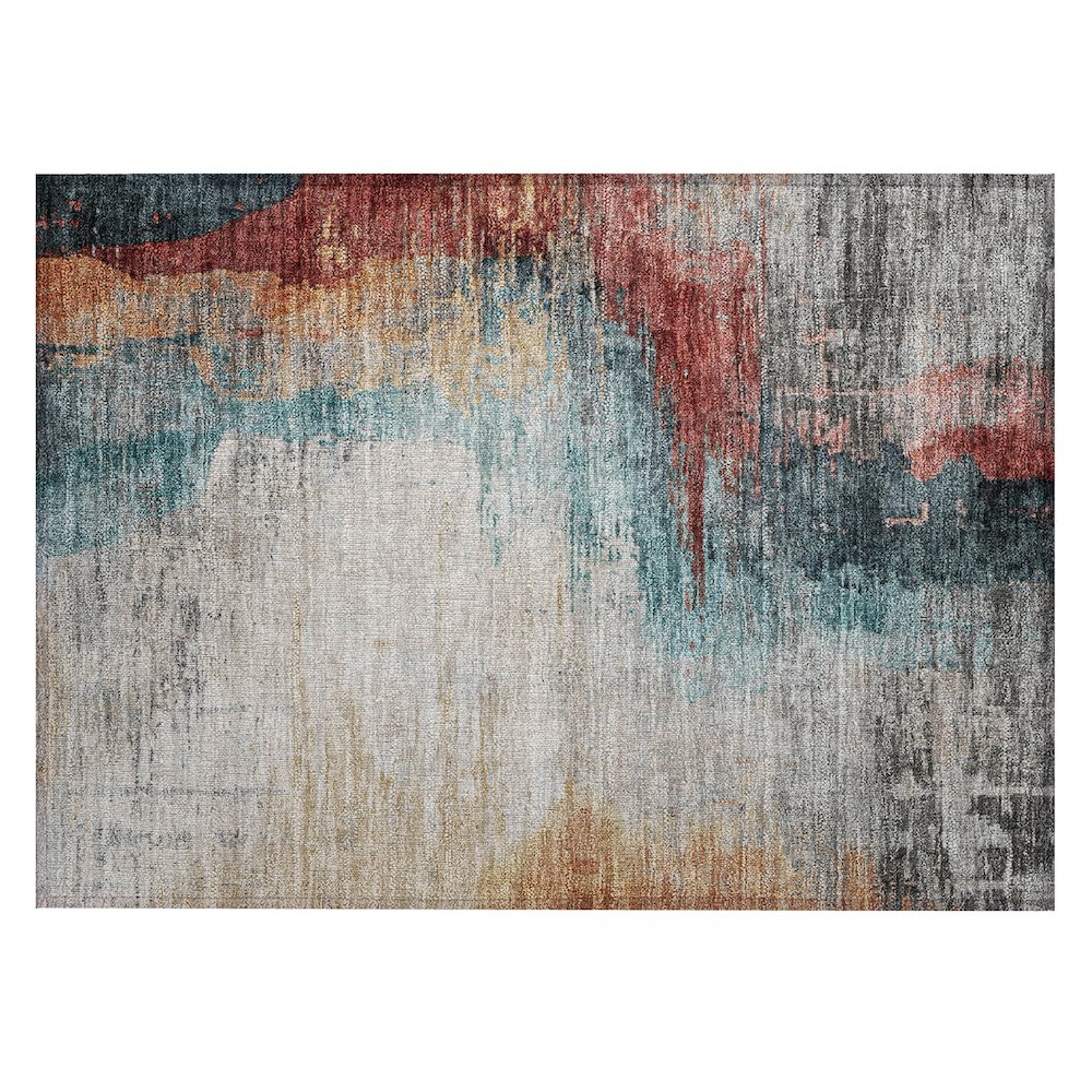 Machine Washable Indoor/Outdoor Chantille ACN2041 Teal 1'8" x 2'6" Rug. Picture 1