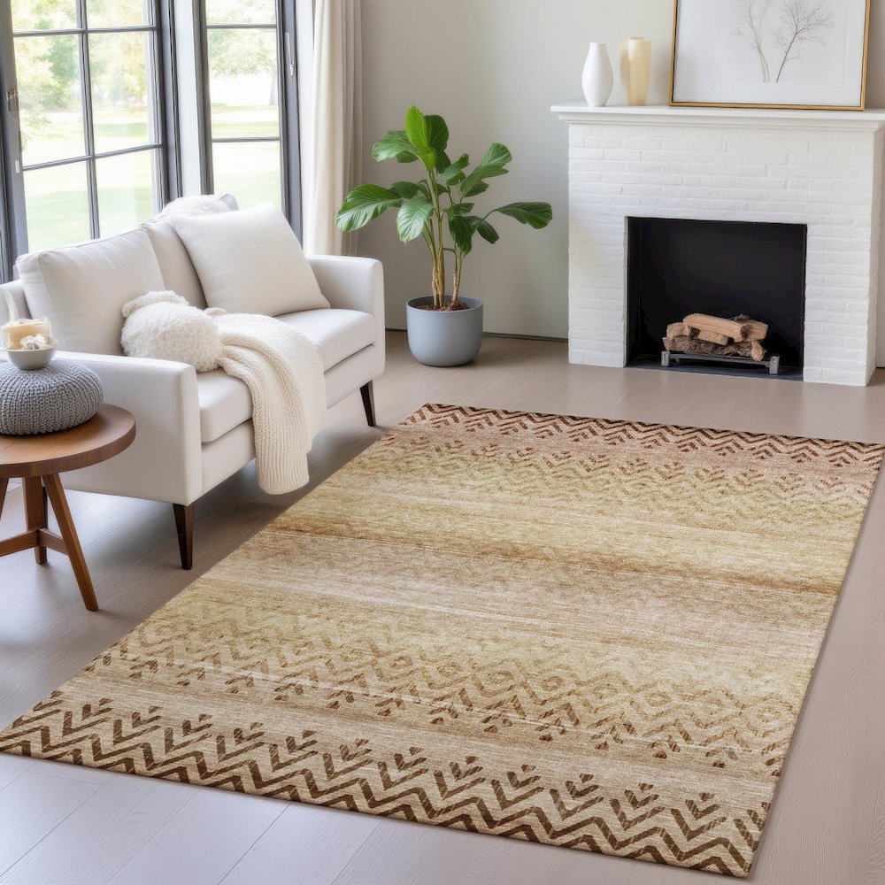 Machine Washable Indoor/Outdoor Chantille ACN2042 Beige 2'6" x 3'10" Rug. Picture 5